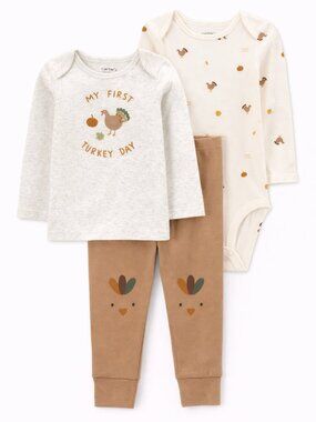 NWT Carter’s 6M Baby Boy Thanksgiving Outfit 3-Piece “My First Turkey Day” Set